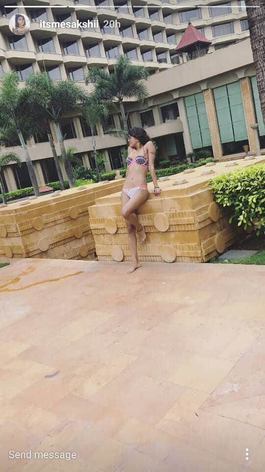 Here's another bikini pic posted as Instagram story by Sakshi. (Photo: Instagram)