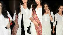 SAME SAME! Saif's daughter Sara & her BFF Jhanvi Kapoor SNAPPED at the airport TWINING in white & they looked simply GORGEOUS!