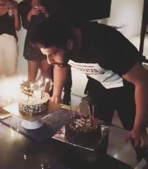 Here's the picture in which Arjun hi cutting his birthday cake by blowing the candles.(Photo: Instagram)