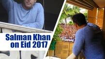 Eid 2017: Salman Khan welcomed by massive fan crowd outside Galaxy, Waves at them! PICS!