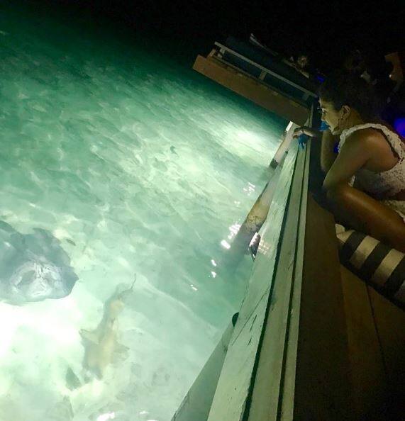 The diva, who has been posting stunning and drool-worthy pictures from her easy-breezy holiday, shared a cute picture of herself gazing at a shark and stingray on the eve of her 35th birthday. (Photo: Instagram)