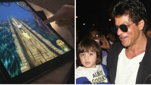 Daddy SRK relearns pickup lines, Temple Run from Aryan, AbRam Daddy SRK relearns pickup lines, Temple Run from Aryan, AbRam