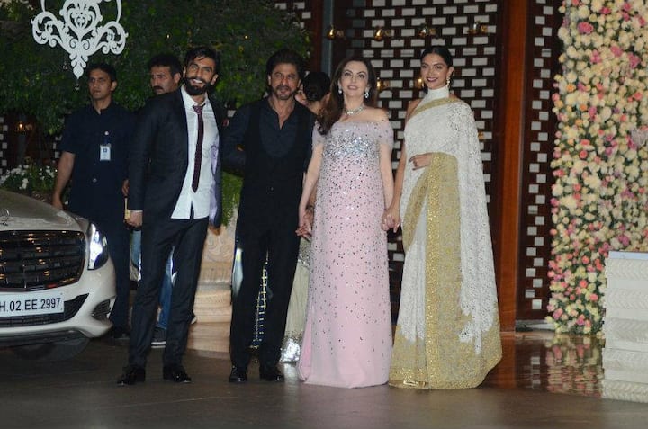 From Shahenshah Amitabh Bachchan to Badshah Shah Rukh Khan, it was a star-studded affair with everyone from the Bollywood fraternity and other prominent personalities marking their presence at Mukesh and Nita Ambani's bash for their niece's upcoming wedding