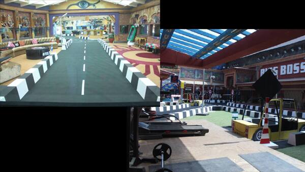 The BB 10 house totally transformed into a highway for the new luxury budget task 'BB Taxi Stand'. The contestants were locked inside the bedroom when the garden area, kitchen, hall and rest of the areas were turned into this awesome looking highway with roads and a taxi placed there.