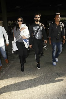 IN PICS: Shahid Kapoor SPOTTED with wife Mira & daughter Misha at Mumbai Airport!