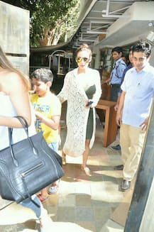 Malaika Arora, Arbaaz Khan, Amrita Arora and kids clicked exiting a restaurant in the city!