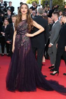 CANNES 2017: IN PICS- After Deepika Padukone, Mallika Sherawat impresses at the RED CARPET; Bollywood bombshell looks ravishing in an embellished ivory trailed gown!