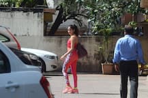 PRETTY IN PINK! Sridevi's FITNESS FREAK daughter Jhanvi Kapoor CLICKED outside the GYM!