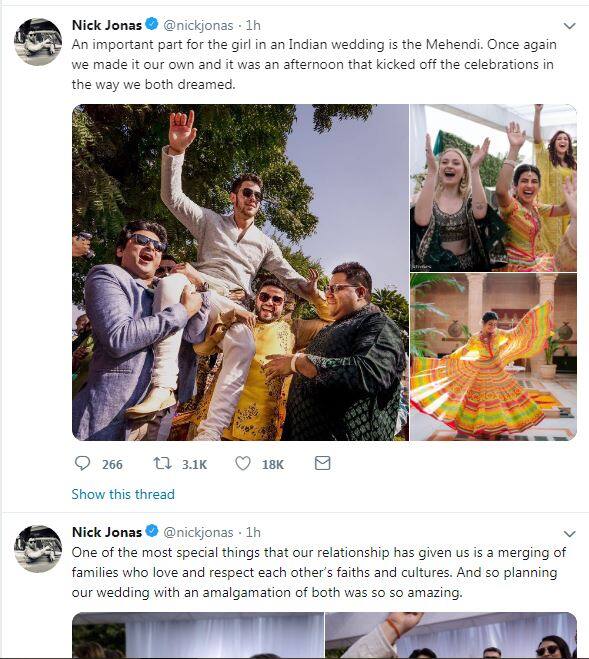 Here's what they both wrote with pictures. Read the messages on Nick's Twitter profile.