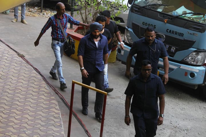 Daddy Saif was clicked elsewhere on the sets around the same time while his son was getting the big fan swooning over his cuteness!