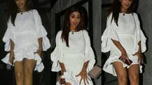 OOPSS! Shilpa Shetty's short white dress left her EMBARRASSED as she almost suffered a wardrobe malfunction while coming out of a party! INSIDE PICS