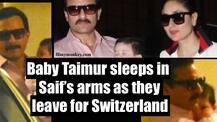 PICS: Taimur Ali Khan sleeps in Dad's arms as Saif & Kareena Kapoor leave for Switzerland!