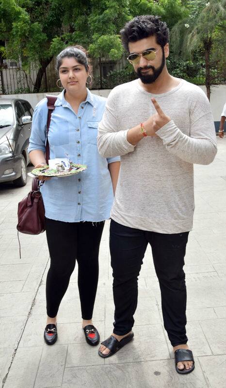 Bollywood actor Arjun Kapoor was clicked by the paparazzi along with his beautiful sister Anshula and the duo looked adorable together