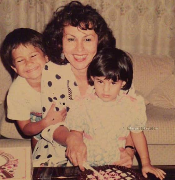Jacqueline posing with her Mom and Brother Ryan