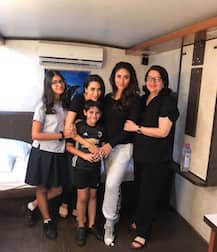 IN PICS: Kareena Kapoor's son Taimur Ali Khan visits his mommy & maasi Karisma on the set of their new shoot!