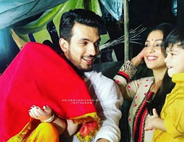 'Naagin' actor Arjun Bijlani along with his family, wife Neha and son Aayan brought his Ganpati home