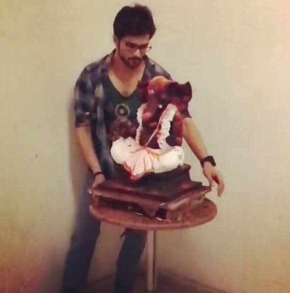 TV actor Raqesh Bapat with his eco-friendly Ganesha