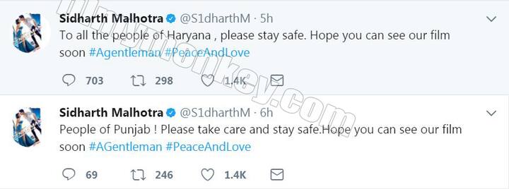 Bollywood actor got into a controversy with these tweets he posted in the afternoon, promoting his film 'A Gentleman' that released today!