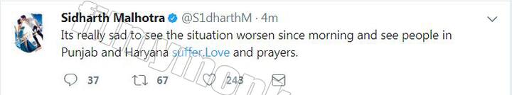 Sidharth tweeted post violence erupted in Panchkula.