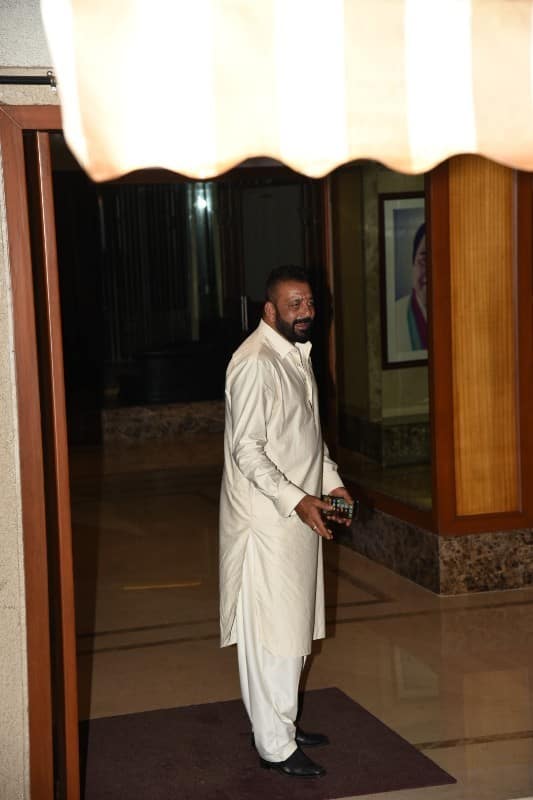 The actor invited his upcoming film Bhoomi's team, Bhushan Kumar and wife Divya, David Dhawan, Vidhu Vinod Chopra, Sophie Choudry, Shekhar Sumar, Zareen Khan and many others to be his guests at his residence for the puja celebrations