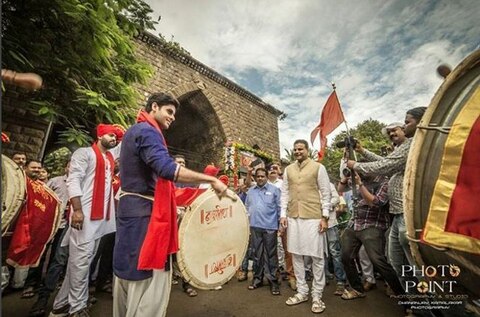 Bhagyashree & son Abhimanyu Dassani at their Royal Family's Ganesh