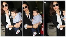 Baby Taimur looks happy as he returns from Delhi with mommy Kareena Kapoor!