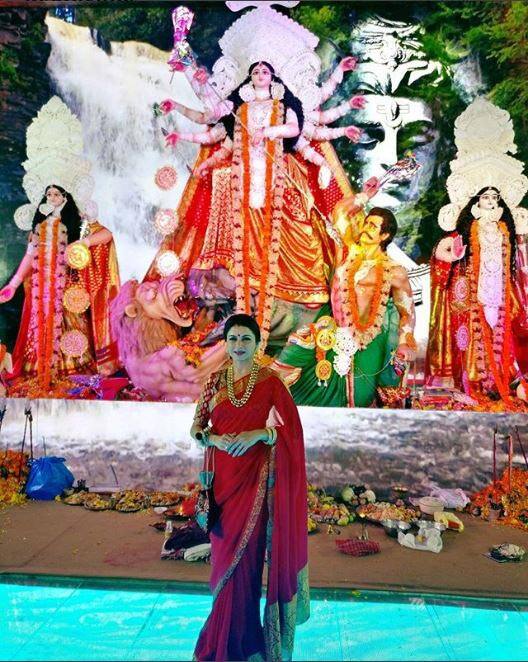 Bhayashree shared her picture from Juhu Durga Puja on her social media page. (Pic: Bhayashree Instagram)