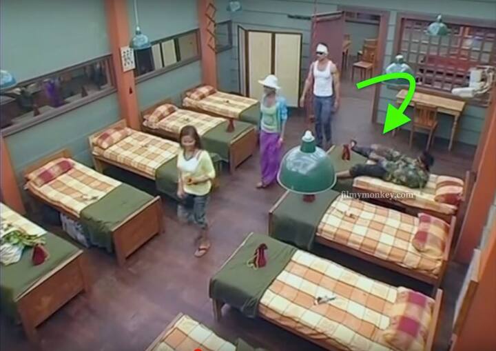 Exactly like 'Bigg Boss', the contestants here too were living together in a different house and perform task to escape eliminations. Puneesh seen in camouflage jacket on the right.