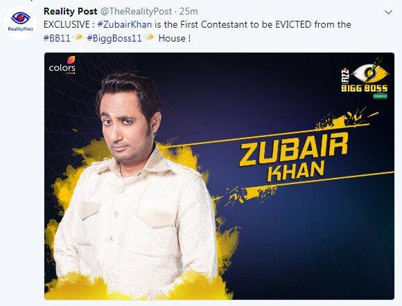 The latest reports and some unofficial twitter handles who update with inside news are claiming it is none other than Zubair Khan himself who's evicted from the show. (Pic: Twitter Reality Post)