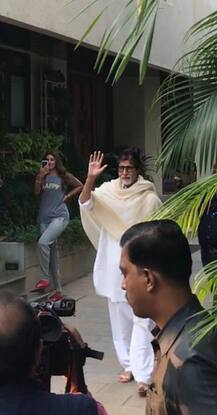 IN PICS: Amitabh Bachchan's granddaughter Navya Nanda joins him for his Sunday darshan to greet fans!