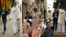 IN PICS: Amitabh Bachchan's granddaughter Navya Nanda joins him for his Sunday darshan to greet fans!