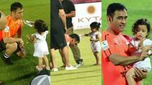 SEE PICS: MS Dhoni's daughter Ziva carries drink for her daddy at Celebrity Clasico match and her CUTENESS will melt your hearts!