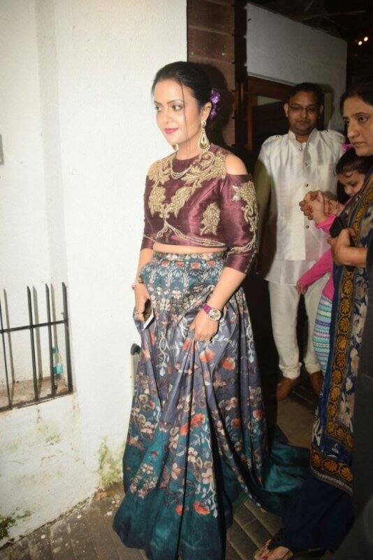 Amruta Fadnavis, wife of Maharashtra CM Devendra Fadnavis clicked while exiting the party
