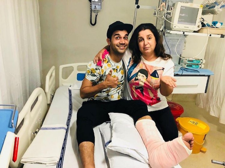The show's host Farah Khan accompanied Rajkummar to the hospital and the actor shared this picture from the hospital bed captioning it - 