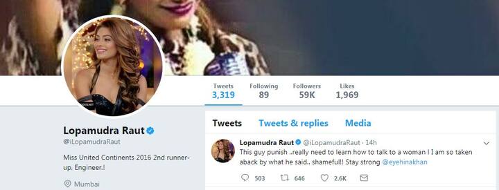 Expressing her displeasure over the comments made by Puneesh for Hina, Lopa tweeted that,