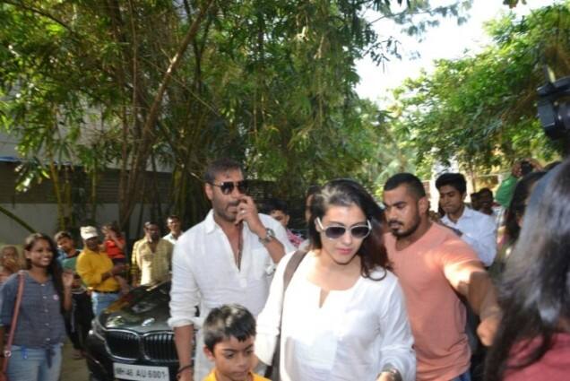 Ajay, Kajol, son Yug and daughter Nysa at the special screening of 'Golmaal Again'