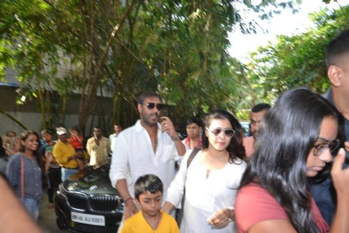 Ajay, Kajol, son Yug and daughter Nysa at the special screening of 'Golmaal Again'