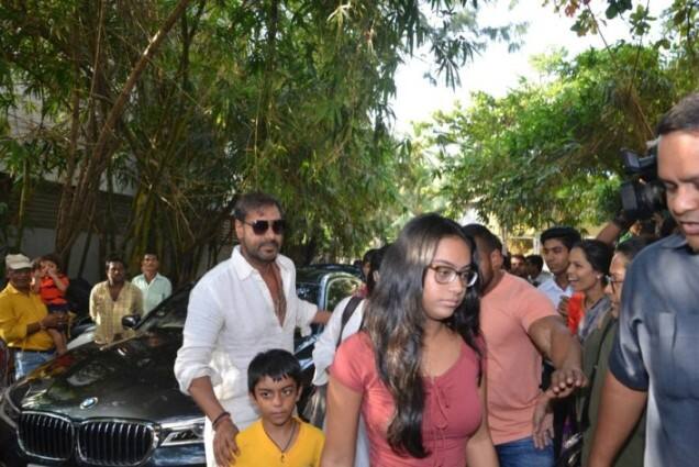 Ajay, Kajol, son Yug and daughter Nysa at the special screening of 'Golmaal Again'