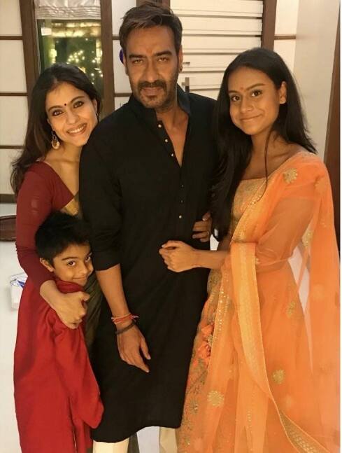 Nysa has come on vacation from Singapore where she is studying, on the occasion of Diwali.