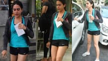 IN PICS: Saif Ali Khan’s daughter Sara Ali Khan clicked outside a cafe flaunting her toned legs in gym shorts!