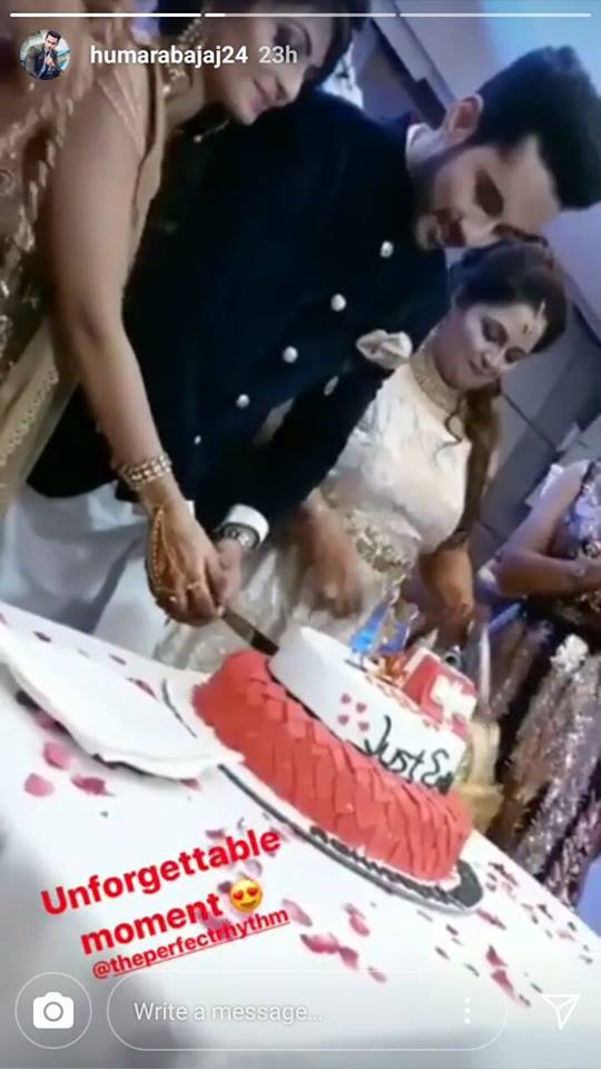 Here's a pictures of Abhishek & Akanksha cutting cake during engagement ceremony. (Photo: Instagram)