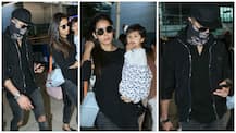 Shahid Kapoor SPOTTED with wife Mira & daughter Misha at Airport; HIDES new look with SCARF!