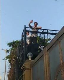 SRK's 52nd Birthday: Fans gather to wish their star Happy Birthday; Abram with Dad waves at crowd!