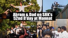SRK's 52nd Birthday: Fans gather to wish their star Happy Birthday; Abram with Dad waves at crowd!