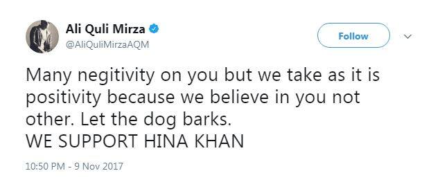 Ali tweeted,