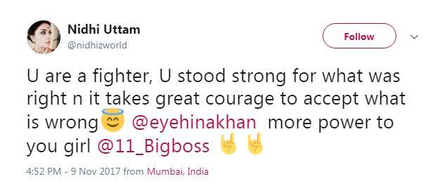 Nidhi tweeted,