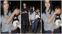 Sunny Leone spotted at Airport with hubby Daniel & protects daughter Nisha from camera flashes!
