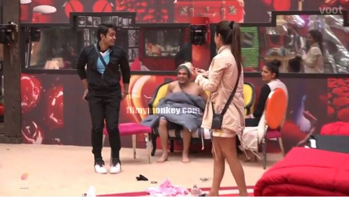 Hina promptly gets up from the couch and tells the surprised Bandgi (who was passing by the bedroom)