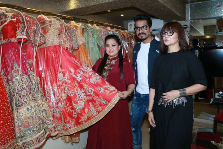 Bharti invited media to show them her wedding lehenga which she will wear for her bangle(chooda) ceremony at Neeta Lulla store
