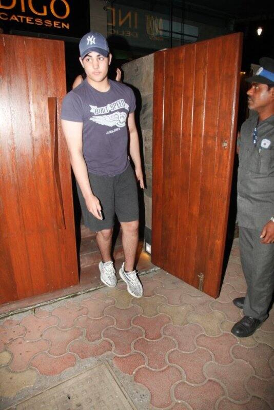 But on Thursday evening, 15-year-old Aarav stepped out with one of his friend for dinner, the duo was clicked by the paparazzi while making an exit [PIC CREDIT: MANAV MANGLANI]